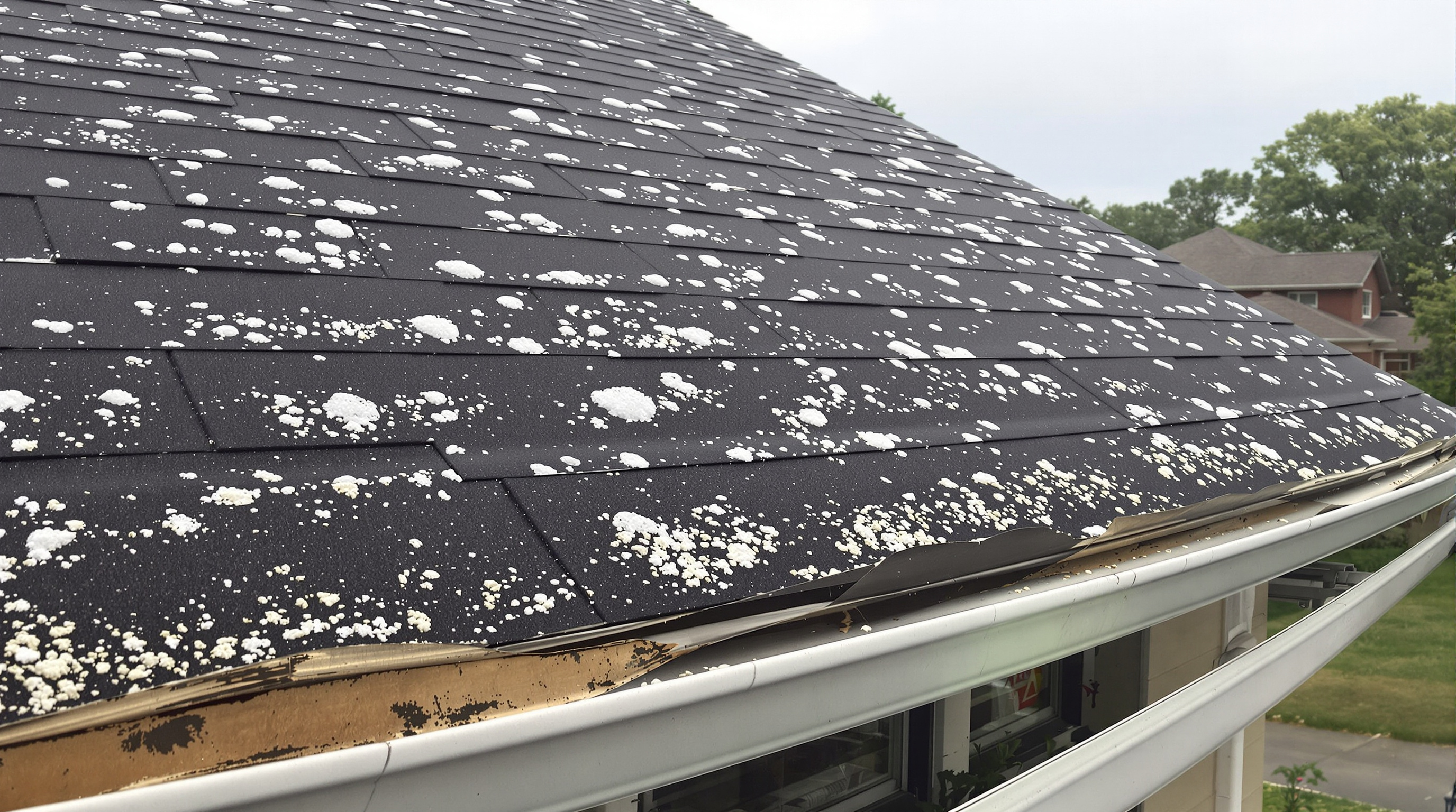 Slate roof repair in progress